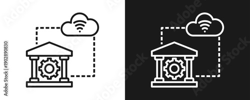 IT Governance Icon Set Outline In White And Black Background
