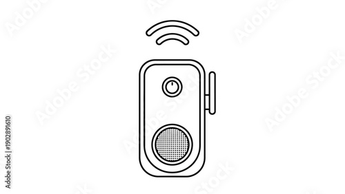 Wireless smart doorbell or intercom system icon with signal waves for modern homes and offices