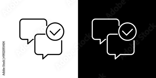 Chat bubbles with checkmark icon representing confirmed messages or successful communication in an online conversation