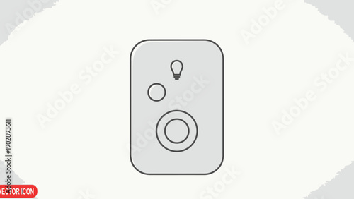 Minimalist vector icon of a smart home control panel light switch with lightbulb and buttons for