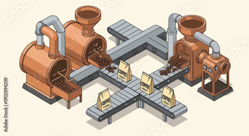 Industrial Machinery with Conveyer Belt System.