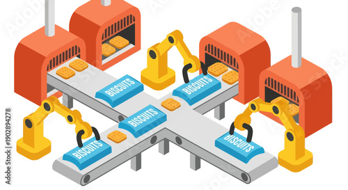 Robotic Arms on Assembly Line Production.