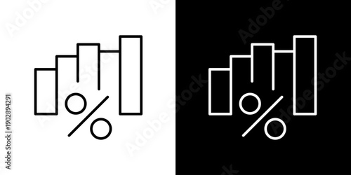 Modern business growth and percentage financial analysis vector icon illustration for data tracking and performance reports