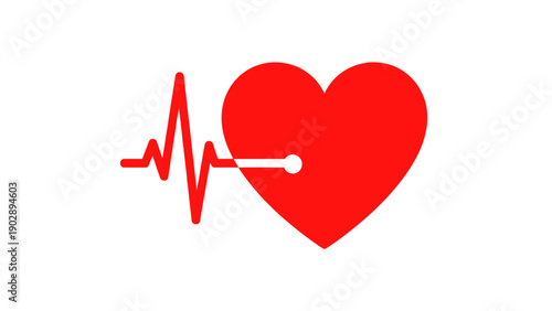 Red Heart and ECG Line Symbolizing Vital Cardiovascular Health and Medical Care Concept
