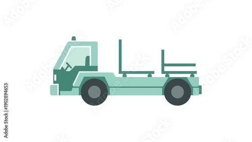 Modern flat design illustration of an airport utility vehicle for efficient cargo and baggage