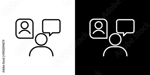 Engaging conversation and dialogue represented by two abstract people. Modern graphic icon for online chat, feedback, or support interactions