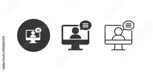 Online meeting icon. Multi series icon. Perfect pixel isolated on white background. Vector illustration
