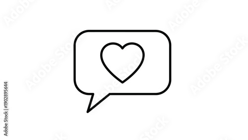 A digital interaction icon featuring a heart in a speech bubble symbolizing online love or like