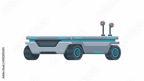 Sleek futuristic autonomous flatbed transport vehicle illustration for advanced logistics
