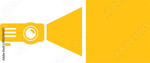 Yellow projector with beam and screen presentation