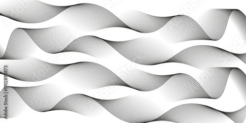 Abstract wave lines background, graphic thin curves design element, flow backdrop.