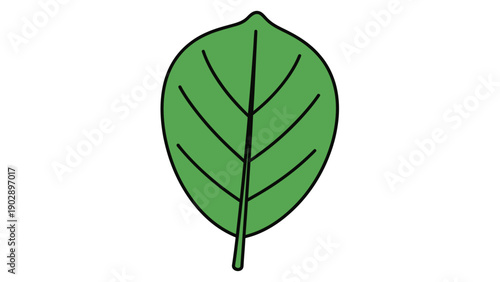 Simple vibrant green leaf illustration with bold outlines perfect for nature and ecological themes