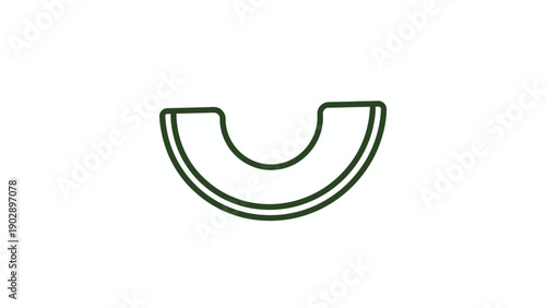 Minimalist green outline illustration of a fresh fruit slice for healthy eating icons