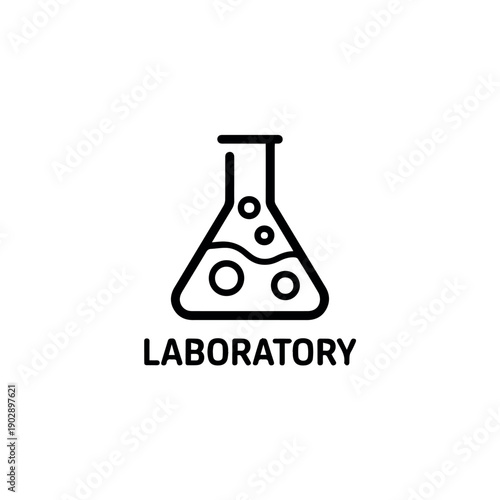 A minimalist outline icon depicting a laboratory flask with bubbling liquid, labeled "LABORATORY" below, symbolizing scientific research and experiments.