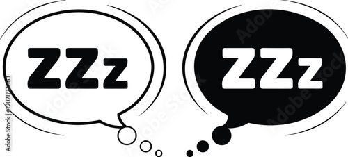 Sleep and Dreaming Thought Bubble Outline Icons  Zzz Rest and Relaxation Symbols