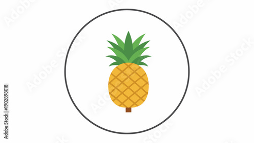 A vibrant stylized pineapple icon featuring green leaves and a yellow textured body perfect for