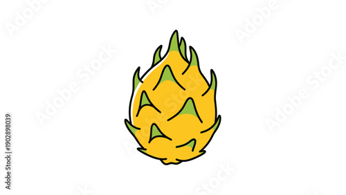 Bright yellow dragon fruit illustration on white background minimal vector design for healthy