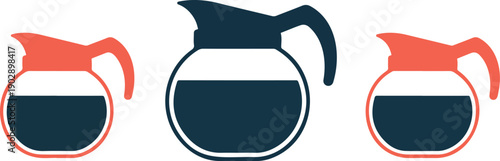 Coffee Carafe Outline Icon Set  Hot Beverage Service Equipment for Cafés