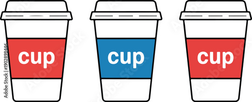 Disposable Coffee Cup Outline Icon Set  Takeaway Cups with Lids and Sleeves
