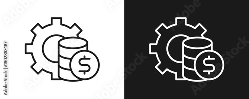 Financing Icon Set Outline In White And Black Background
