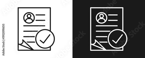 Acceptance Icon Set Outline In White And Black Background