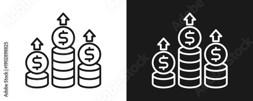 Competitive Advantage Icon Set Outline In White And Black Background