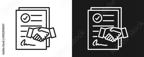 Agreement Icon Set Outline In White And Black Background