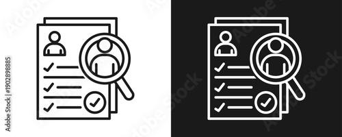 Screening Icon Set Outline In White And Black Background