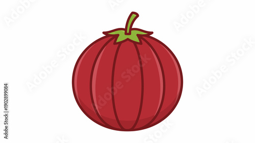 A delightful cartoon red tomato-like fruit with a green stem perfect for playful designs and