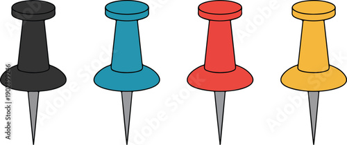 Colorful Push Pin Icon Set  Office and Map Marker Symbols