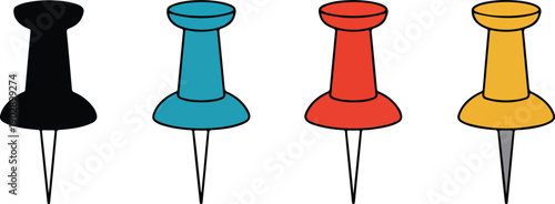 Colorful Push Pin Icon Set  Office and Map Marker Symbols