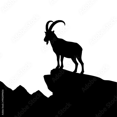 goat on mountain silhouette vector