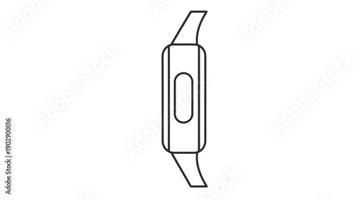 A minimalist line art icon depicting a modern fitness tracker or digital wristband device side