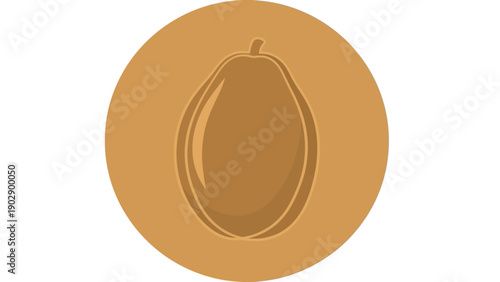 Minimalist brown papaya fruit icon in circular emblem design for healthy eating concepts