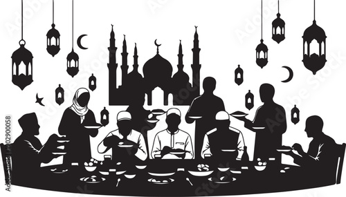 Ramadan kareem iftar dinner gathering with family and friends together for islamic holiday