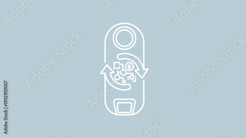 Smart home device automation system managing data flow and interconnected processes icon