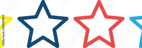 A simple graphic design of two stars in contrasting colors against a white background.