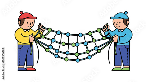 Children Playing with Colorful Rope in a Park