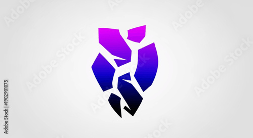 Vibrant abstract shattered purple and blue gradient symbol representing fragility and strength