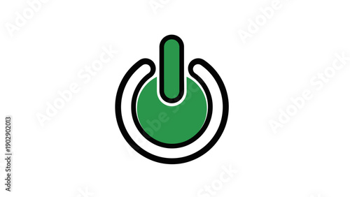 Green power button icon symbol.