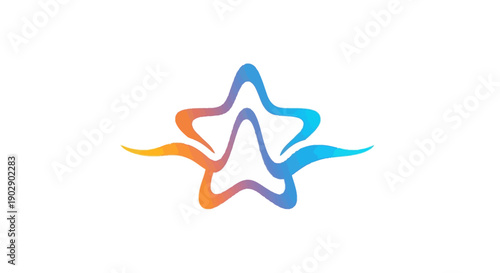 Modern abstract star logo design featuring a vibrant color gradient with elegant flowing lines