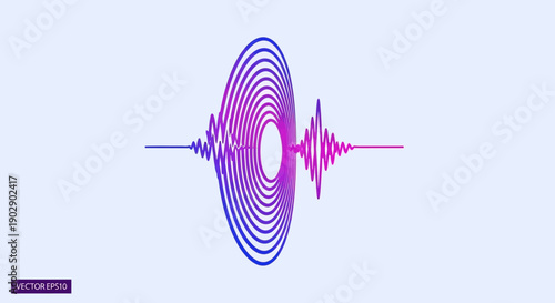 Vibrant abstract audio waveform visualization with concentric rings and a dynamic gradient color