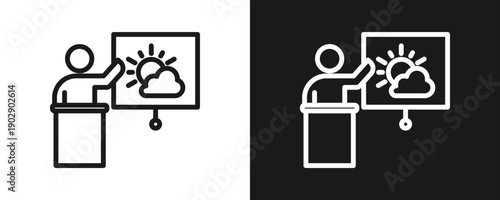 Forecaster Icon Set Outline In White And Black Background