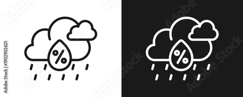 Precipitation Icon Set Outline In White And Black Background