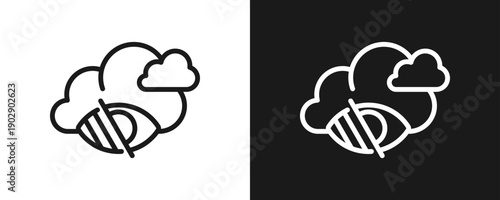 Low Visibility Icon Set Outline In White And Black Background