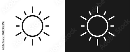 Sunny Icon Set Outline In White And Black Background
