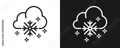 Snowfall Icon Set Outline In White And Black Background
