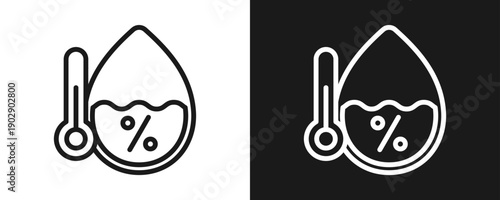 Humidity Icon Set Outline In White And Black Background