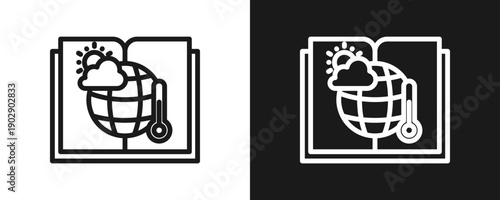 Climatology Icon Set Outline In White And Black Background