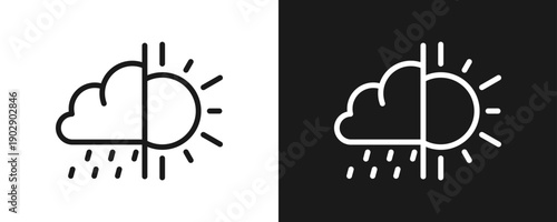 Weather Icon Set Outline In White And Black Background